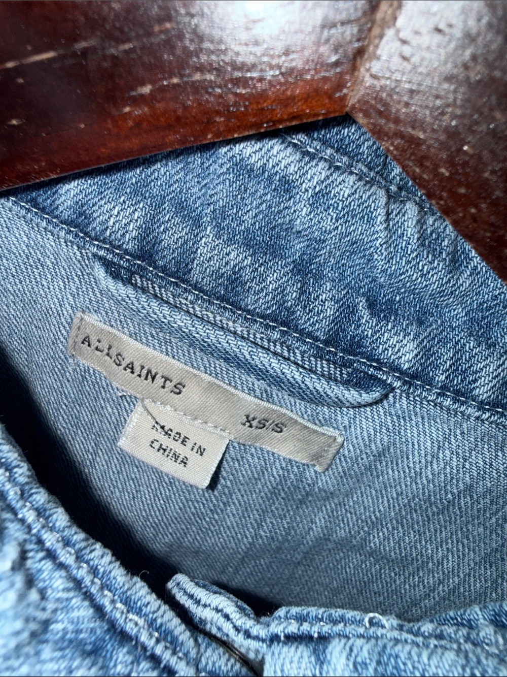 All Saints Oversized Faded Blue Denim Shirt Jacket - Picture 2 of 5